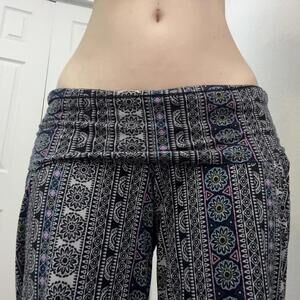 low rise fold over wide leg pants